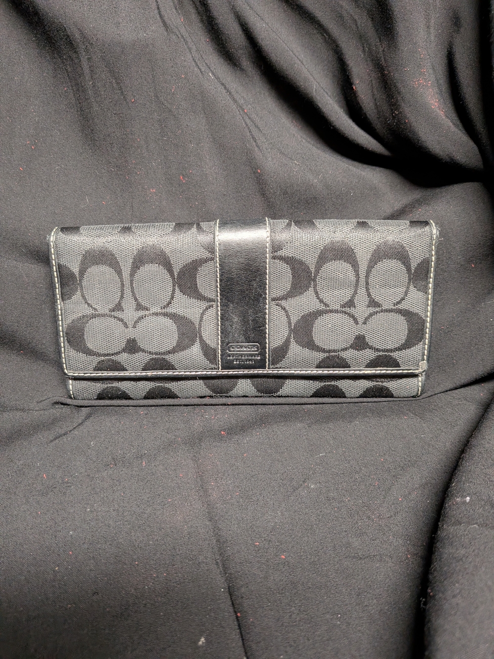 Coach Signature Black Fold-Over Wallet